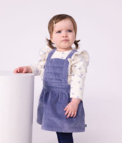 Robe bébé sans manches en velours côtelé uni