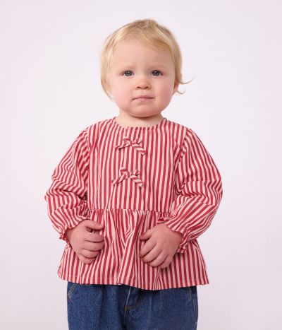 Blouse bébé en coton manches longues à rayures