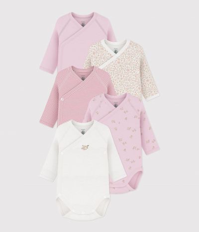 Lot de bodies croisés manches longues en coton imprimé bébé