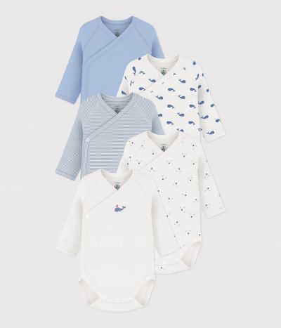 Lot de bodies croisés manches longues en coton imprimé bébé