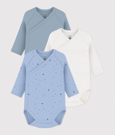 Lot de bodies croisés manches longues en coton imprimé bébé