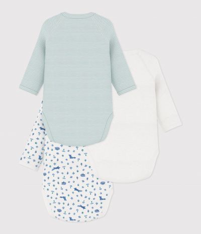 Lot de bodies croisés manches longues en coton imprimé bébé