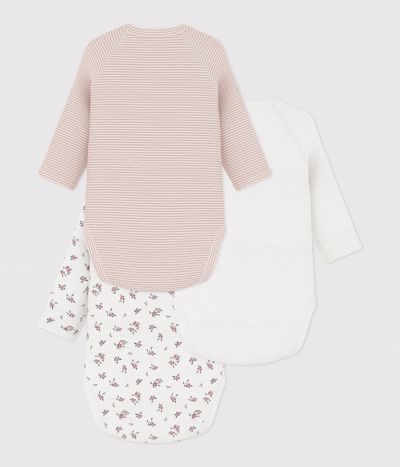 Lot de bodies croisés manches longues en coton imprimé bébé