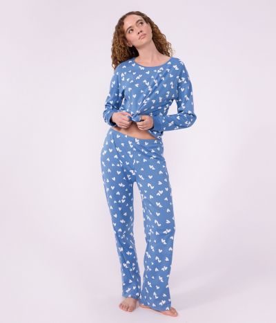 Pyjama femme en coton imprimé cœurs