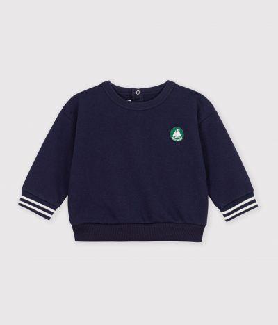Sweatshirt bébé en coton uni et son badge
