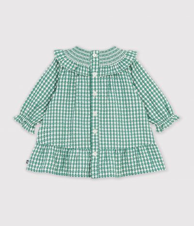 Robe bébé en coton manches longues vichy
