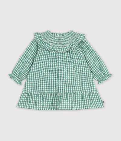 Robe bébé en coton manches longues vichy