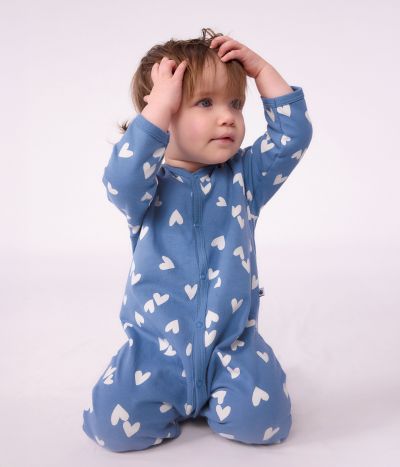 Pyjama bébé en molleton imprimé cœurs