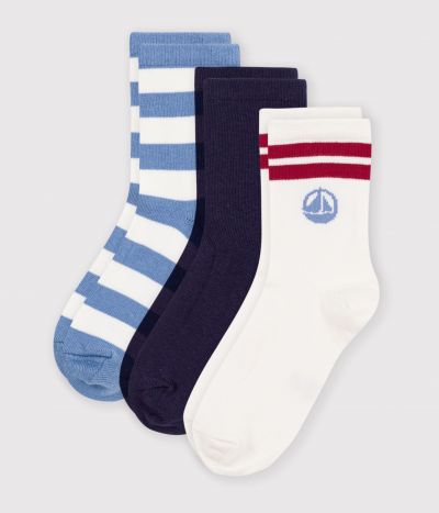 3 paires de chaussettes enfant en coton à rayures