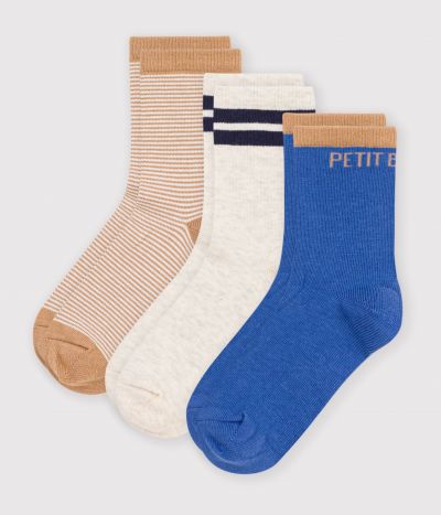 3 paires de chaussettes enfant en coton à rayures