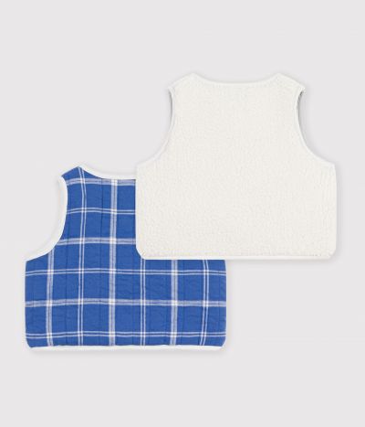 Gilet bébé en flanelle et sherpa sans manches à carreaux