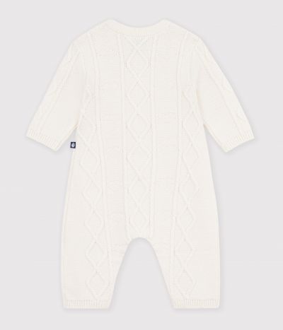 Combinaison bébé en tricot laine et coton uni