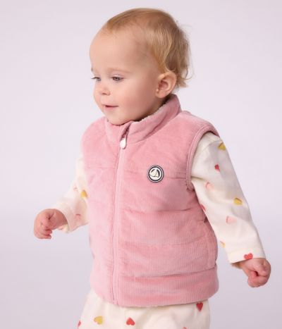 Doudoune bébé sans manches en velours réversible sherpa