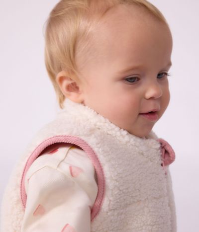 Doudoune bébé sans manches en velours réversible sherpa