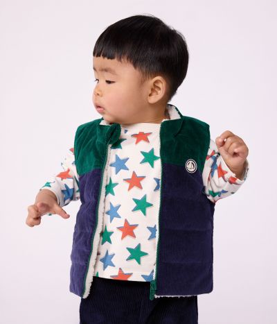 Doudoune bébé sans manches en velours réversible sherpa