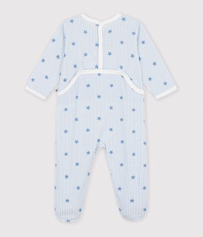 Pyjama bébé en molleton ouverture dos imprimé étoiles
