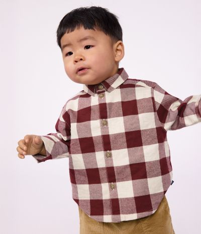 Chemise bébé en flanelle à carreaux