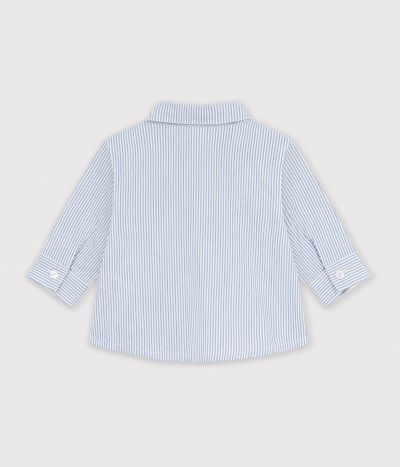 Chemise bébé en coton à manches longues à rayures