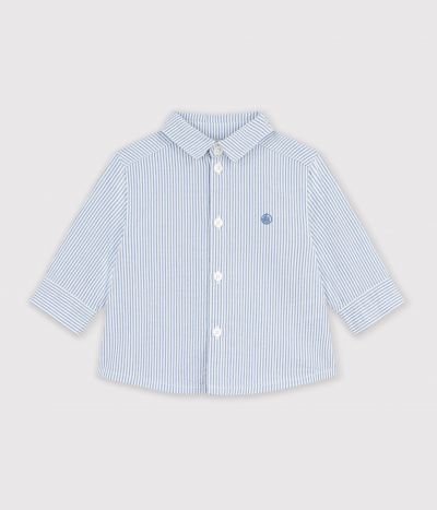 Chemise bébé en coton à manches longues à rayures