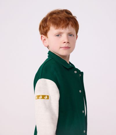 Veste teddy enfant en coton uni colorblock