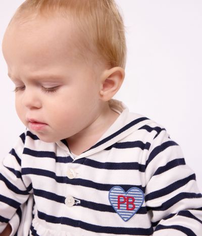 Robe bébé en coton manches longues à rayures marinière