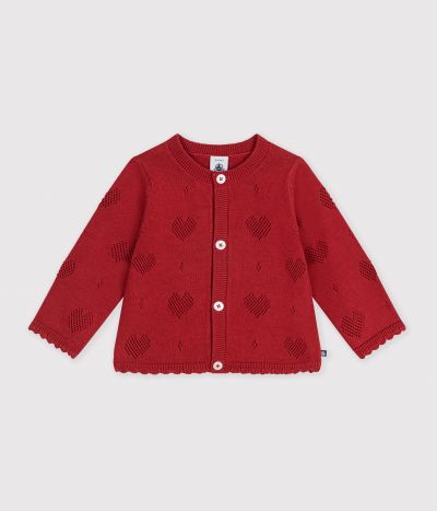 Cardigan bébé en coton à motifs cœurs