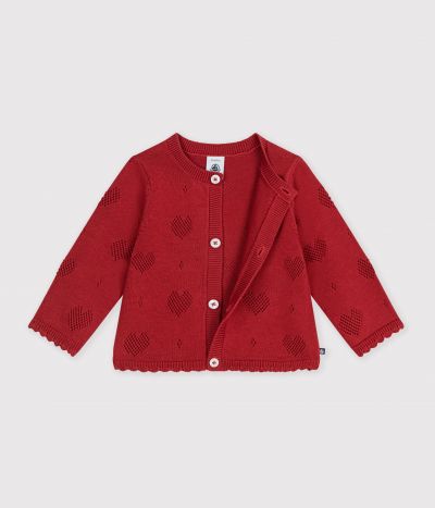 Cardigan bébé en coton à motifs cœurs