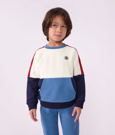 Sweatshirt enfant en coton uni colorblock