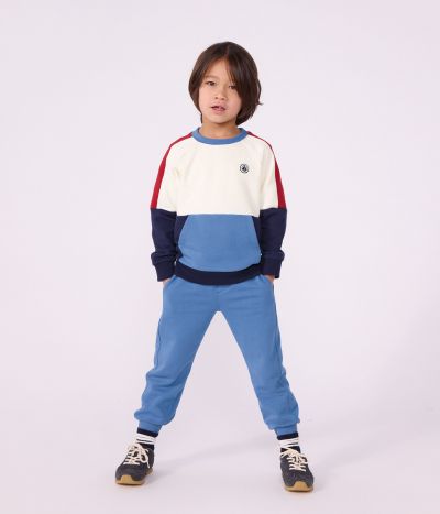 Sweatshirt enfant en coton uni colorblock
