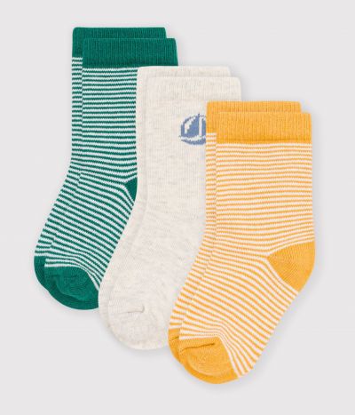 3 paires de chaussettes bébé en coton à rayures