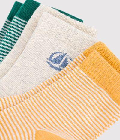 3 paires de chaussettes bébé en coton à rayures