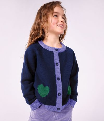 Cardigan enfant en laine et coton uni