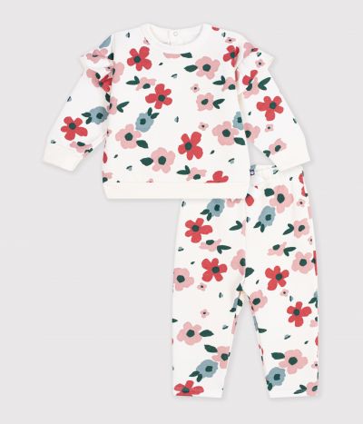 Ensemble sweatshirt et pantalon bébé en coton imprimé à fleurs