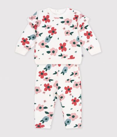 Ensemble sweatshirt et pantalon bébé en coton imprimé à fleurs