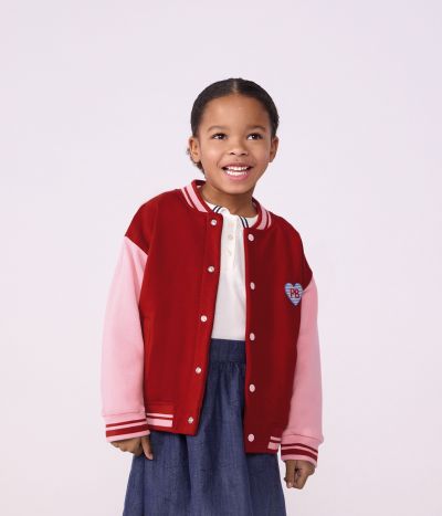 Veste teddy enfant en coton uni colorblock