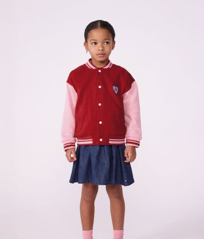 Veste teddy enfant en coton uni colorblock