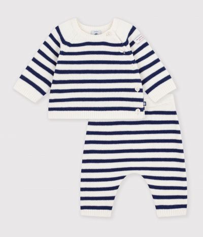 Ensemble bébé en tricot à rayures