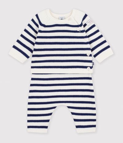 Ensemble bébé en tricot à rayures