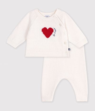 Ensemble bébé en tricot jacquard cœur