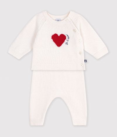 Ensemble bébé en tricot jacquard cœur