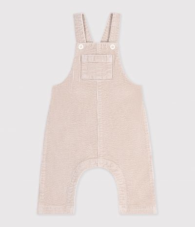 Salopette bébé en velours jambes longues unie