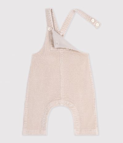 Salopette bébé en velours jambes longues unie