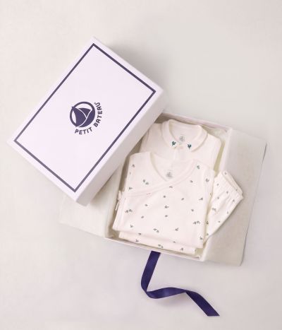 Coffret cadeau bébé en coton imprimé à fleurs