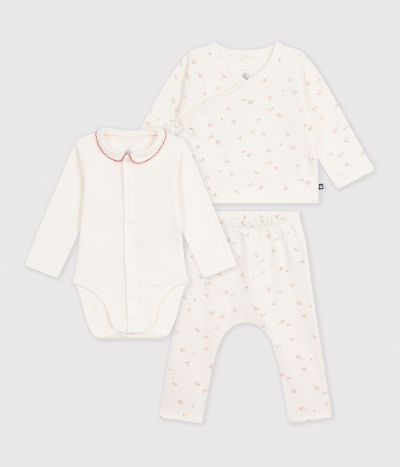 Ensemble bébé en coton à col imprimé à fleurs