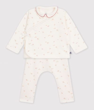 Ensemble bébé en coton à col imprimé à fleurs