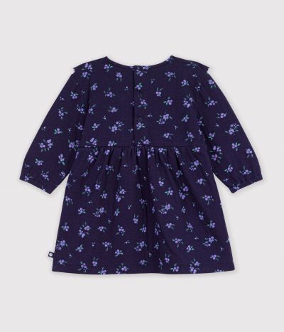 Robe bébé en coton manches longues imprimée à fleurs
