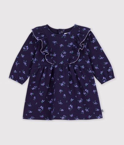 Robe bébé en coton manches longues imprimée à fleurs