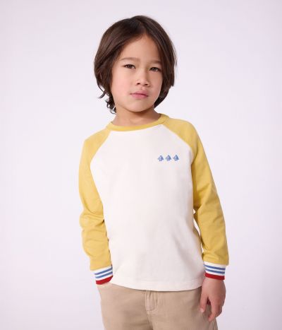 Tee-shirt enfant manches longues en coton colorblock