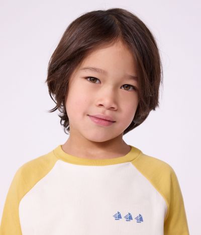 Tee-shirt enfant manches longues en coton colorblock
