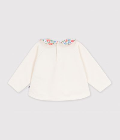Sweatshirt bébé en coton uni avec son col imprimé
